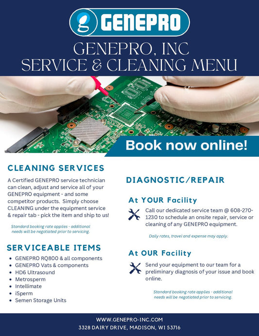 Equipment Service or Repair of your GENEPRO, Inc Product image 1